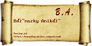 Bánszky Anikó névjegykártya