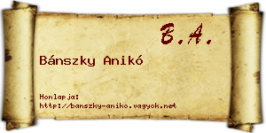 Bánszky Anikó névjegykártya